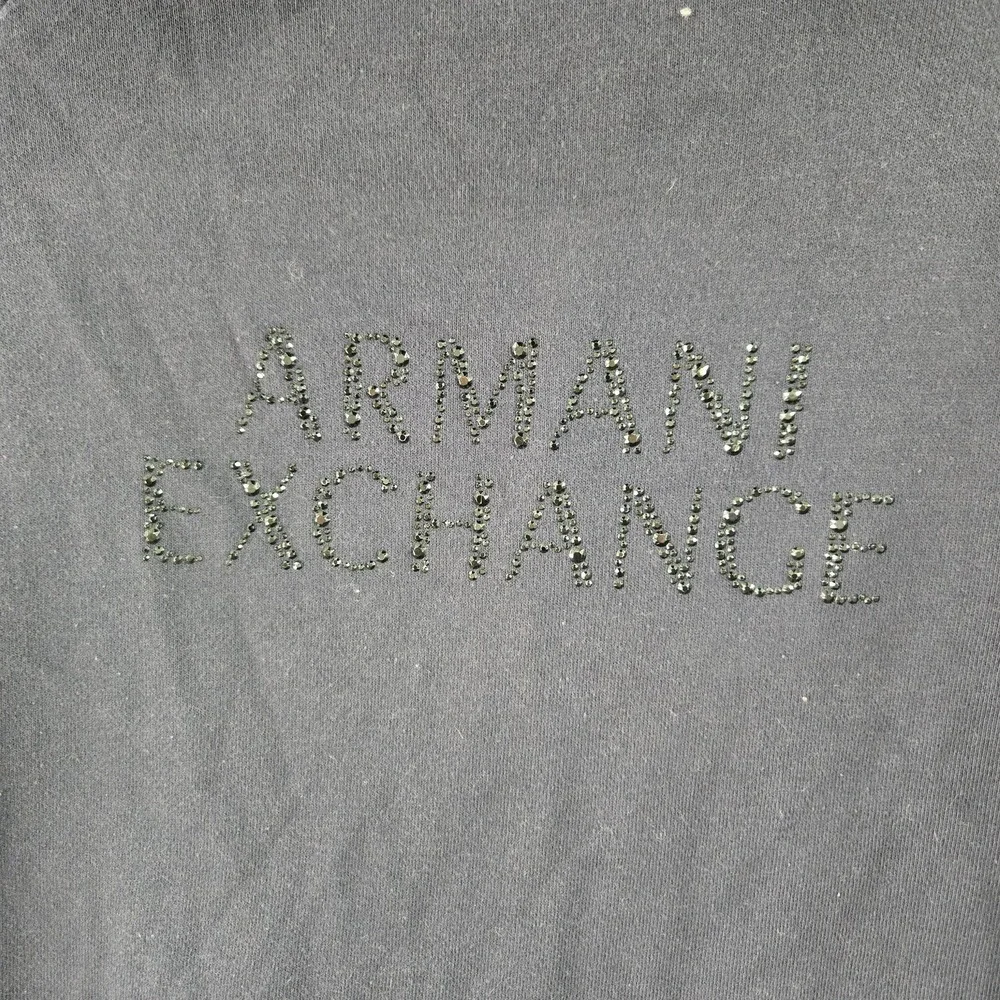 Armani Exchange Women Sweatshirt L Black Embroidery‎ Logo Full Zip
